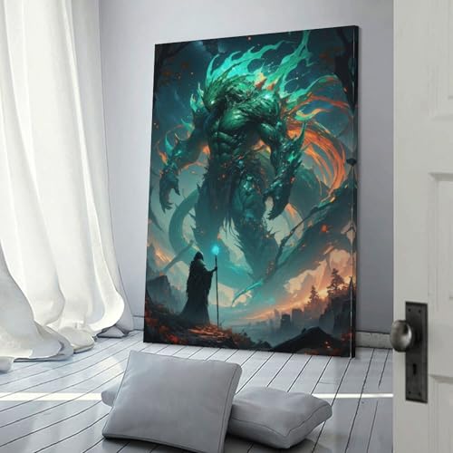 Poster Titan Céleste contre le Magicien en toile 30x45 cm