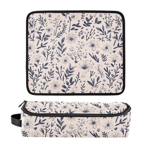 Organizador 2 en 1 para herramientas capilares Wild Flowers and Plants con tapete resistente al calor y estuche de viaje impermeable para planchas y rizadores miniatura 3