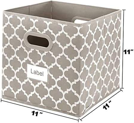 homyfort 11 Inch Cube Storage Organizer Bins-Foldable Fabric storage Cubes Bin Container Box with 2 Plastic Handles for Boys,Girls,Nusery,Clothes,Pantry Closet,Shelf,Kids Room Set of 6 (Light Coffee)