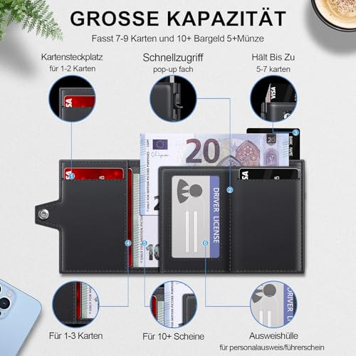 Geldbörse Herren, Portmonee Herren mit Münzfach & RFID Schutz, Slim Wallet – Ansicht 3