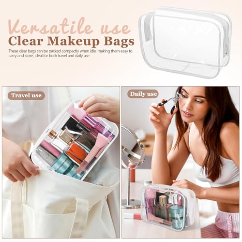 Bolsas de maquillaje transparentes de gran capacidad PLAFOPE con cremallera para uso diario 3