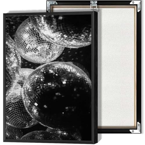 Black And White Disco Ball Canvas Wall Art Retro Disco