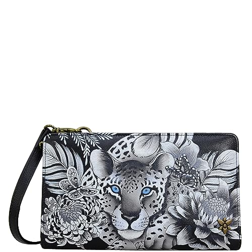 Image of Anuschka Women's Leather Wallet - Hand-Painted Genuine Leather Wallet with RFID Protection - 1149, Cleopatra's Leopard