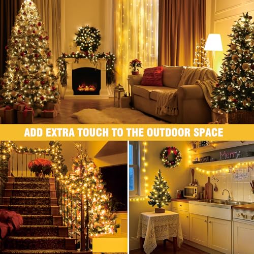 210 LEDs Warm White LED String Lights – 70FT Transparent Wire, Waterproof & Connectable Christmas Tree Lights for Indoor Outdoor Holiday Décor - Image 7