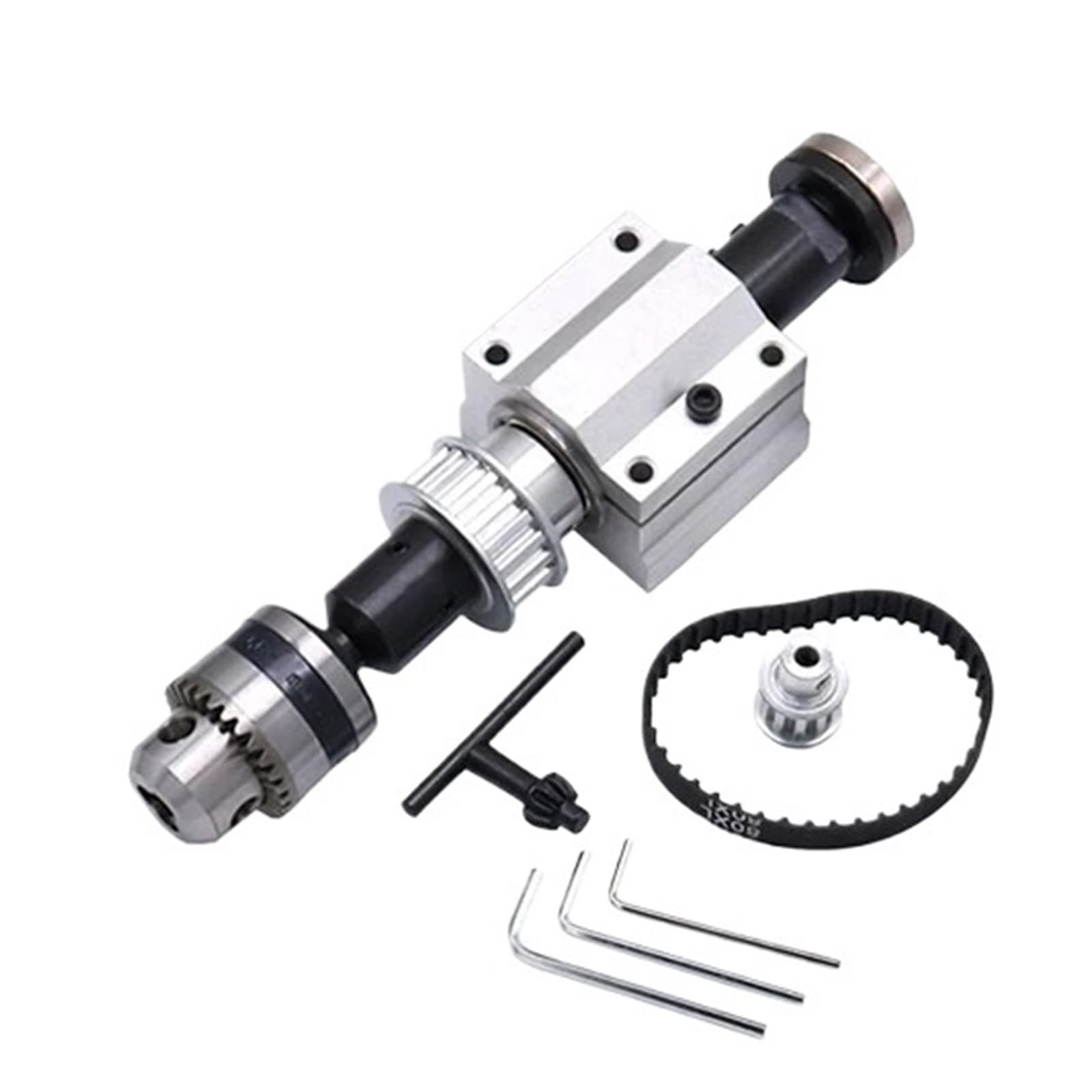 Chtkagv Silver Unpowered Lathe Spindle Assembly - B10/B12/B16 Drill Chuck For Small Accessories And Trimming(Silver)