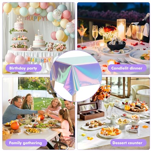 6 Stück Bunt Glitzer Party Tischdecke Bunt Tischdecke Geburtstag Wasserdicht Tischdecken Biertisch Tischabdeckung für Outdoor, Picknick, Hochzeit, Party, Tischdekorationen （137 x 274 cm）