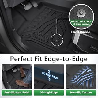 Cacartist Floor Mats Custom Fit for Ford F-150/ F150 Lightning SuperCrew Cab 2015-2025 Accessories TPE 3D All Weather Floor Liners 1st & 2nd Row (Only Fit Rear Seat Without Under Seat Storage)