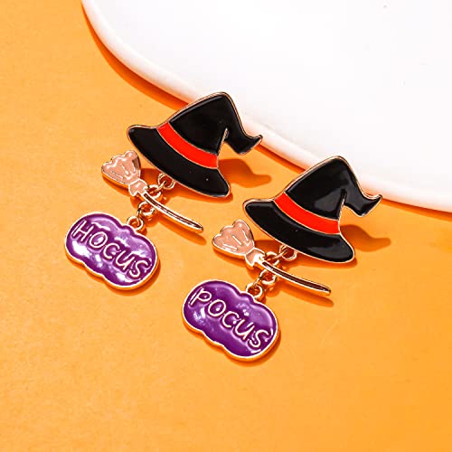 ANGLESJELL Halloween Earrings for Women HOCUS POCUS Earrings Spooky Witch Hat Pumpkin Earrings Festive Costume Party Accessory Gifts3