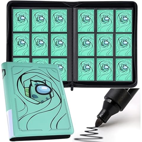 DRZERUI Trading Card Binder，Premium 9-Pocket Trading Card Album with Sleeves - Includes Mesh Pocket and Custom Tag Design for Card Collection (Model C) Cover