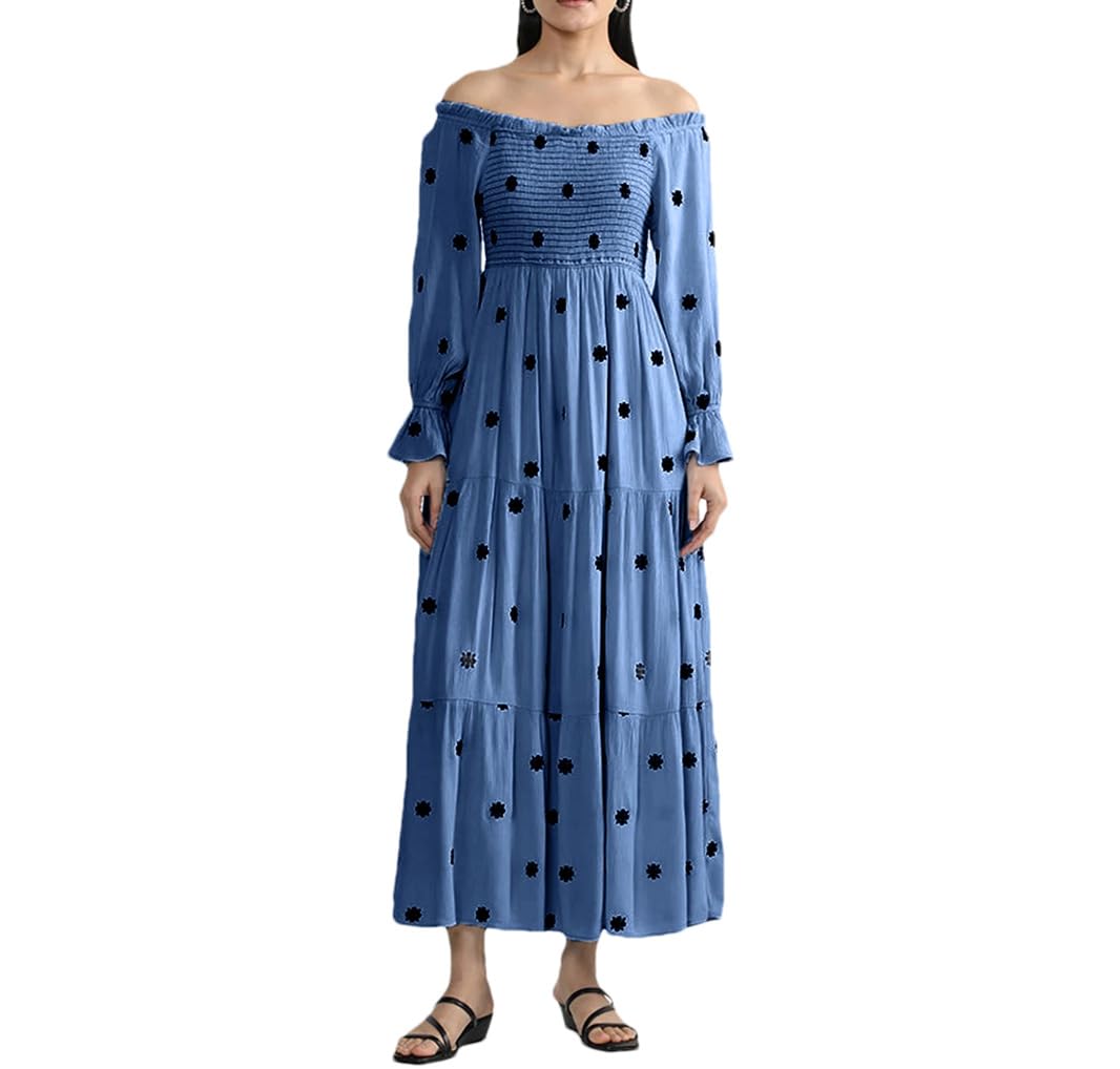 Vestidos bohemios florales para mujer, con estampado floral, manga larga, fruncido, sin espalda, vestido midi