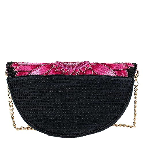 Image of Mary Frances Flirty Beaded Crossbody Handbag Clutch Gerbera Daisy Novelty Purse, Pink