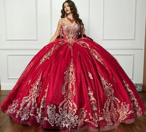 Gold Appliques Quinceanera Dresses with Big Bow Gorgeous XV Dress Puffy 15 16 Dress Ball Gown with Train SE0373