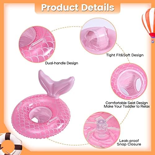 Pipihome Baby Swimming Float Ring for 3-36 Months, Inflatable Baby Swim Float with Float Seat, Swim Pool Bathing Accessories for Children Kids Infants and Toddlers