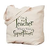 CafePress Super Teacher Tote Bag Natural Canvas Tote Bag, Reusable Shopping Bag