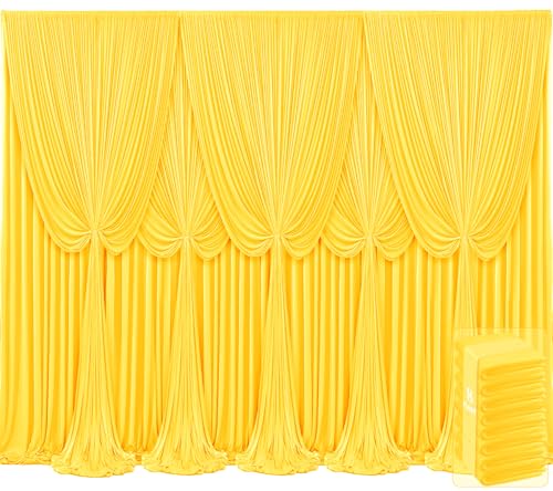 Rideaux de fond de scène jaunes drapé élégant pour mariage 12,2m
