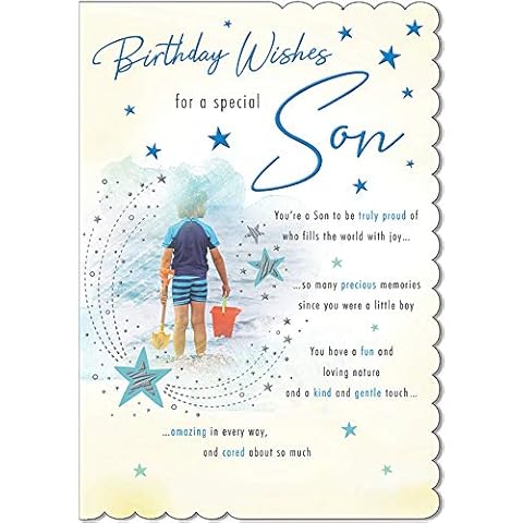 STUNNING TOP RANGE WONDERFULLY WORDED 5 VERSE TO A SPECIAL SON BIRTHDAY CARD Cover
