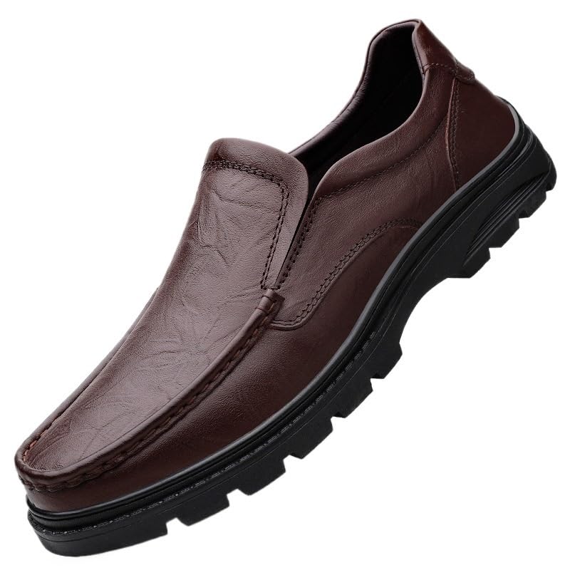 Formal Oxford Shoes for Mens Slip Resistant Shoe for Business Office Party Wedding Luxury Leather Tuxedo Plain Toe Slip-on