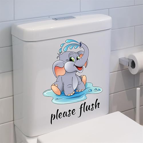 Miniatura 4 de Calcomanías de pared para inodoro, diseño de elefante lindo y divertido para tapa de inodoro, calcomanías de pared para tapa de asiento de inodoro