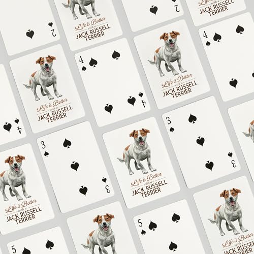 Lantern Press Jack Russell Terrier, 52 naipes tamaño póker miniatura 4