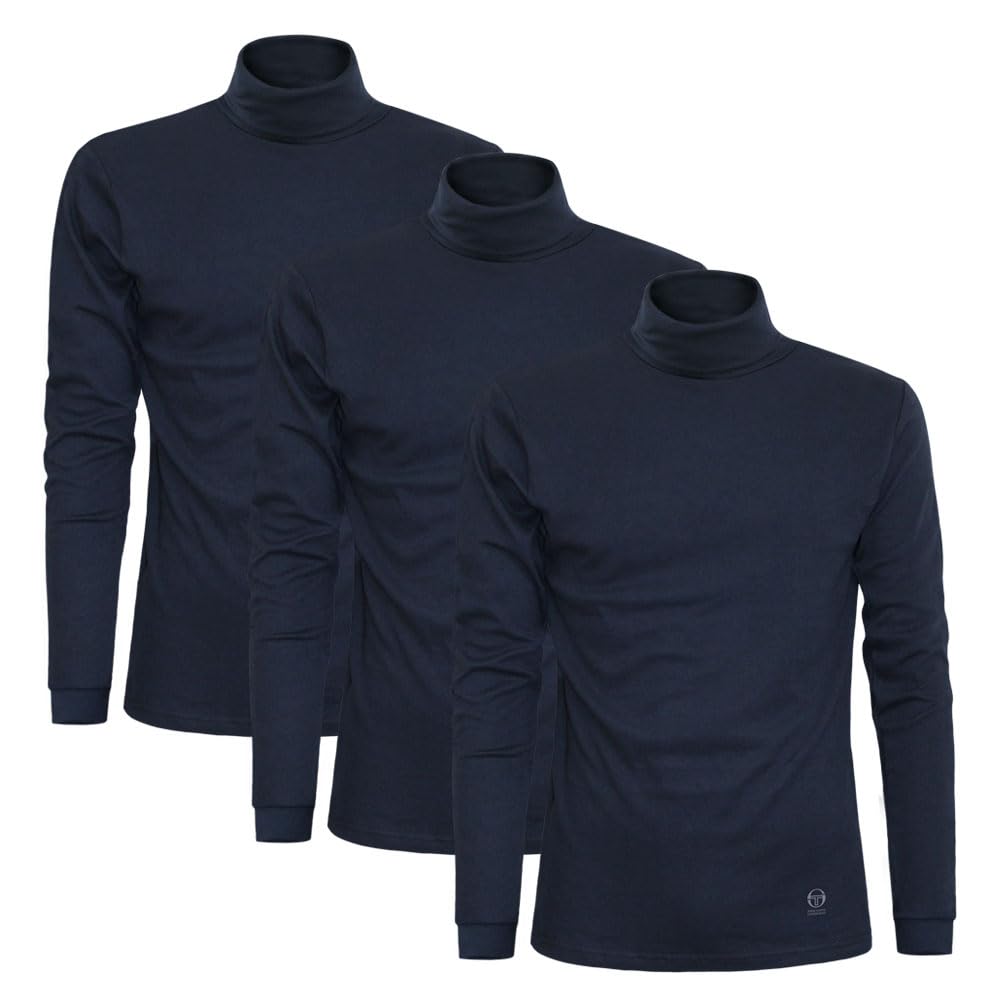 Sergio Tacchini Maglia da Uomo Dolcevita Caldo Cotone, 3pz Blu XL