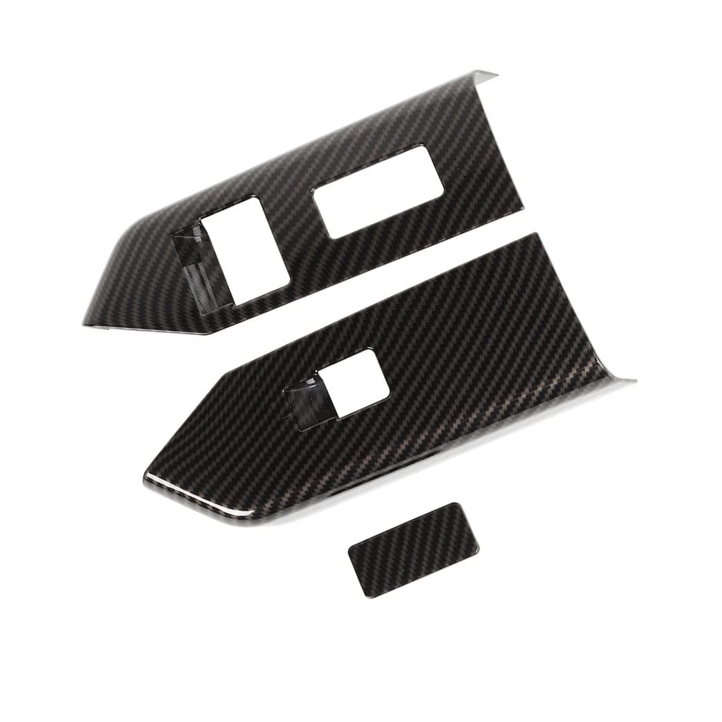 Car Interior Door Armrest Window Lift Switch Button Decoration Cover ABS Stickers for Mustang 2010-2013 2014 Automotive Parts(Carbon Fiber)