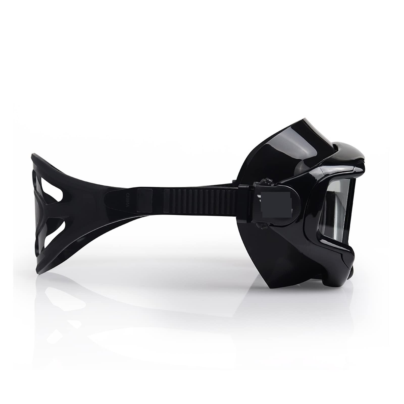 Dive Portable Lungs Tauchmaske für Erwachsene, Panorama-Schnorchel-Tauchmaske aus gehärtetem Glas, Premium-Schwimmbrille mit Nasenschutz, sichereres Schnorcheln(Mattschwarz A)