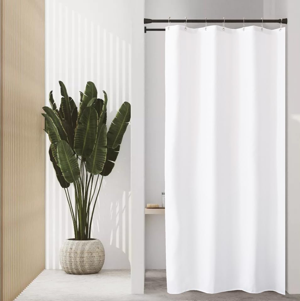 Image of Felisa Stall Fabric Shower Curtain Liner with 3 Magnets,36W x 72L, Waterproof & Hotel Quality Shower Stall Curtain for Bathroom,Soft Cloth,Small Narrow Size Shower Curtain,White