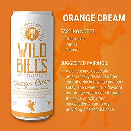 Miniatura 3 de Wild Bill's Soda de naranja y crema clásica artesanal, refrescos de soda, refrescos cremosos hechos con azúcar de caña pura, sin cafeína, sin jarabe