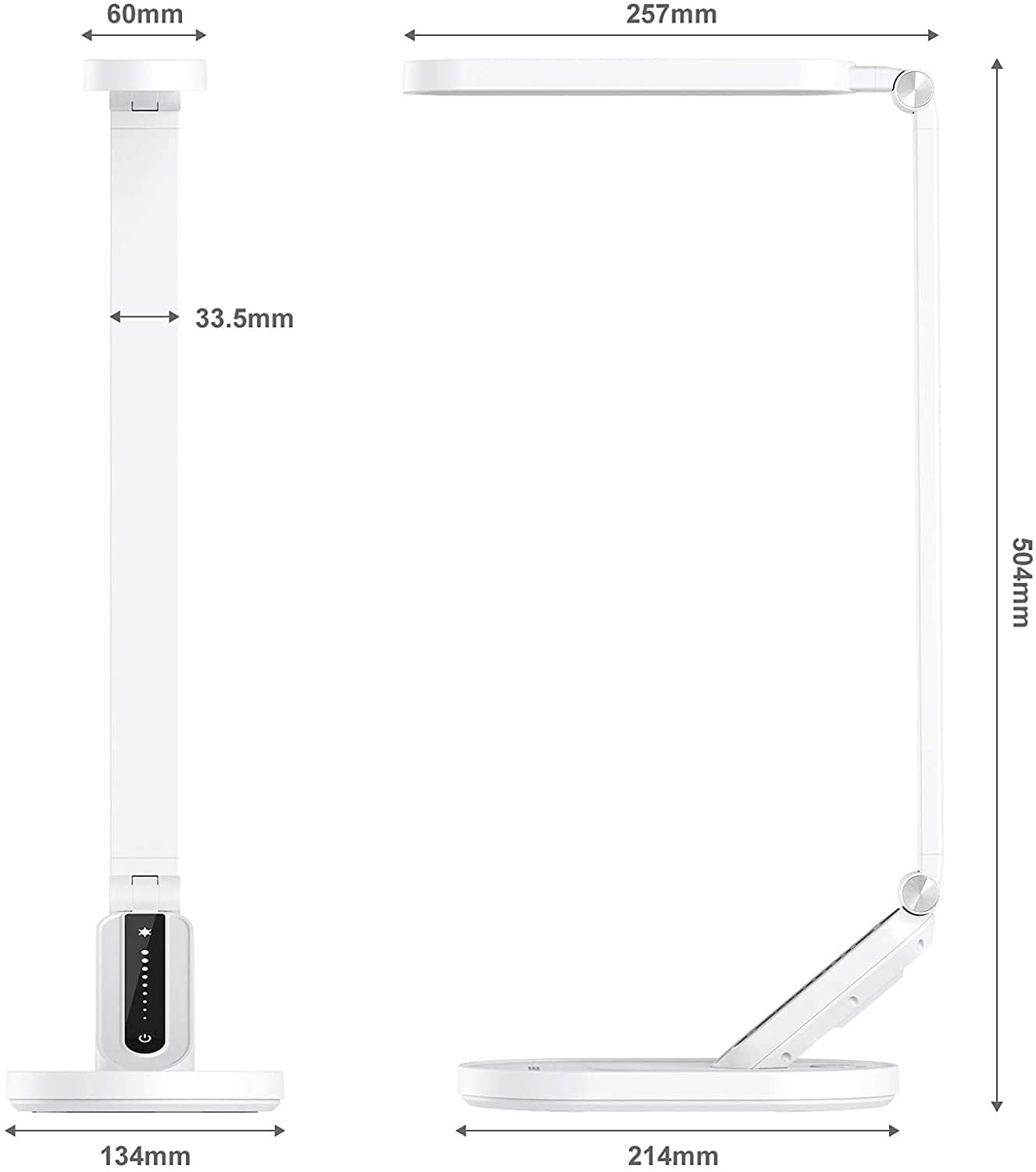 JKSWT Schreibtischlampe, für die Augenpflege Dimmbare Tischlampe mit 5 Farbmodi 72 LEDs mit USB-Ladeanschluss Touch-Steuerung und Memory-Funktion Bürolampe