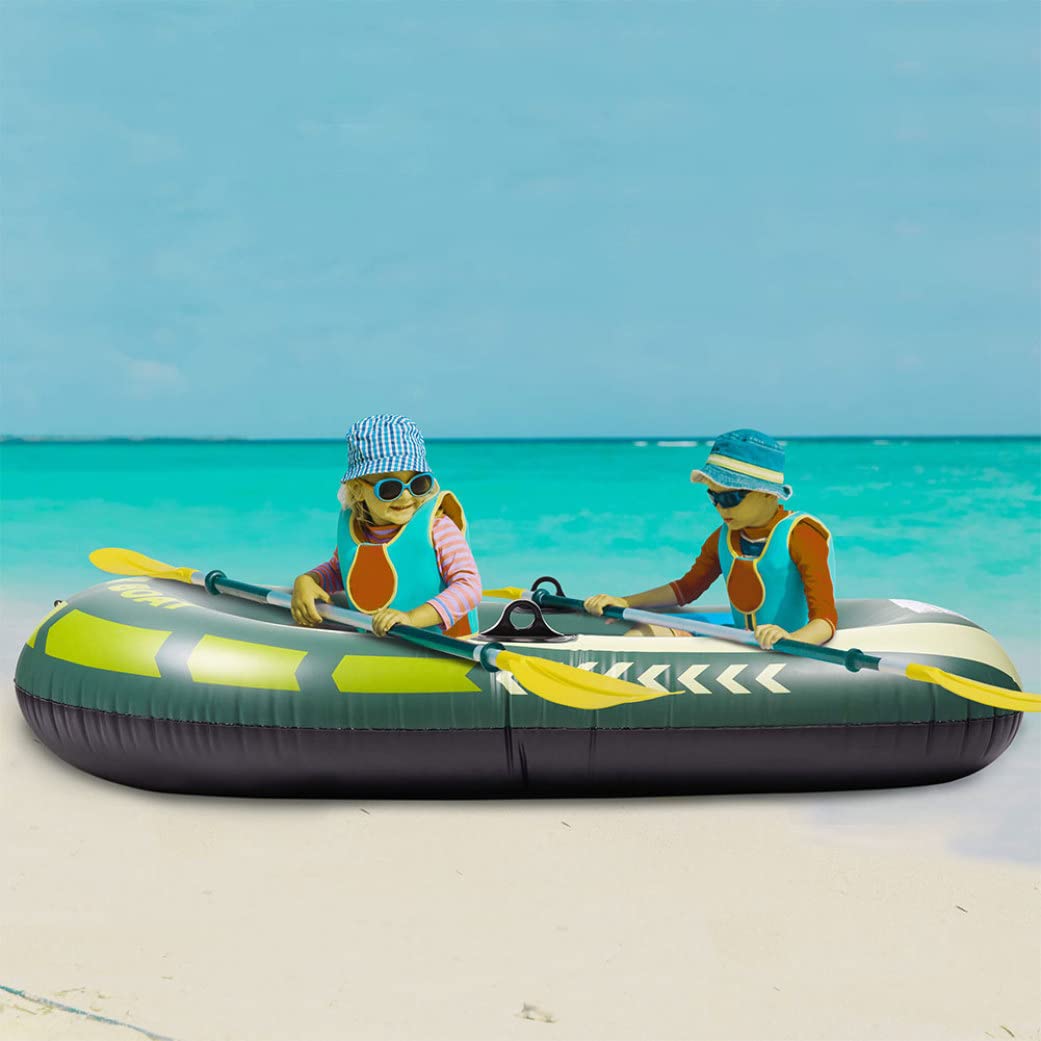 Bateau Gonflable Ensemble De Bateaux Gonflables Épaissis Bateaux À Rames pour Enfants Une Personne PVC Gonflable Dingy Bateau pour La Pêche en Bateau Ou Jouer sur Les Lac, Vert
