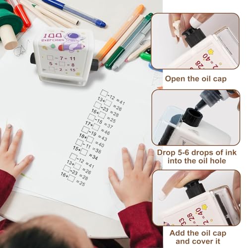 Roller Digitaler Lehrstempel, Math Roller Stamp Roller, Mathe Stempelroller, Mathe Rollstempel, Roller Digital Teaching Stamp, Mathe Roller Stempel für Kindergarten Lehre Addition und Subtraktion