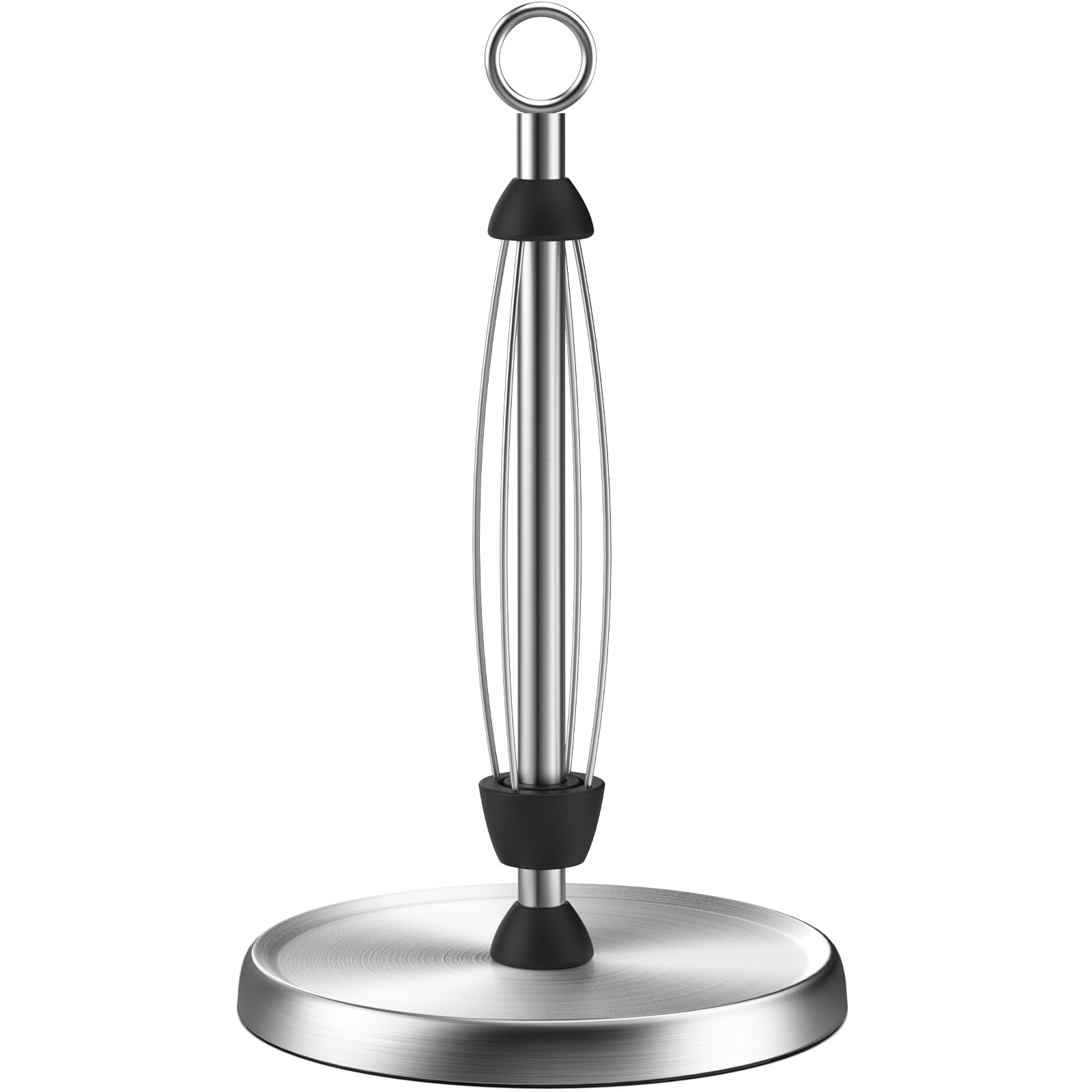 Paper Towel Holder Countertop, One-Handed Tear, Stainless Steel, Weighted Base, Silver, Ring Paper Towel Holder Stand with Ratchet System for Kitchen Farmhouse Essentials Decor Accessories