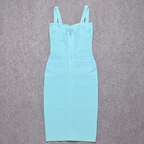 Image of Midi-Calf Solid Color Spaghetti Strap Rayon Bandage Dress