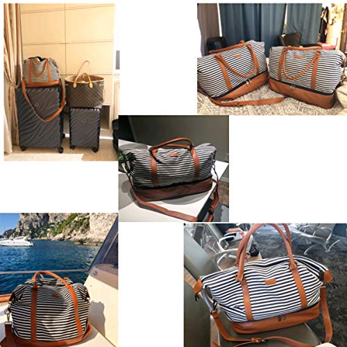 BAOSHA HB-28 Ladies Women Canvas Travel Weekender Bag Overnight Carry-on Duffel Tote Bag (Blue)