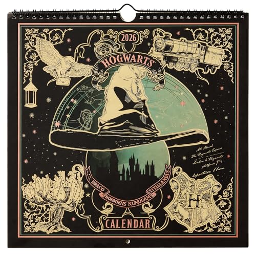 Harry Potter Enchanted Days 2026 Spiral Wall Calendar Dated January-December 2026 12 Unique Monthly Spreads Magical Artwork Writeable 300 gsm Paper Pages 12 x 12 Officially Licensed