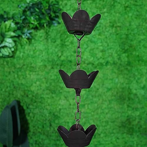 Decorative Rain Chains Waterfall, Rain Catcher Chain Copper, 2.4m/2.6m/2.8m/3.2m Aluminum Rain Chains for Gutters, Outside Water Diverter Rain Guide Chain for Patio Porch (3.2m/9.8 ft)