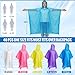 Zhehao 40 Pcs Reusable Rain Ponchos for Adult with Drawstring Hood Raincoats Waterproof Plastic Jacket Raincoat for Men Women(White, Pink, Yellow, Purple, Blue,79 x 51 Inches)