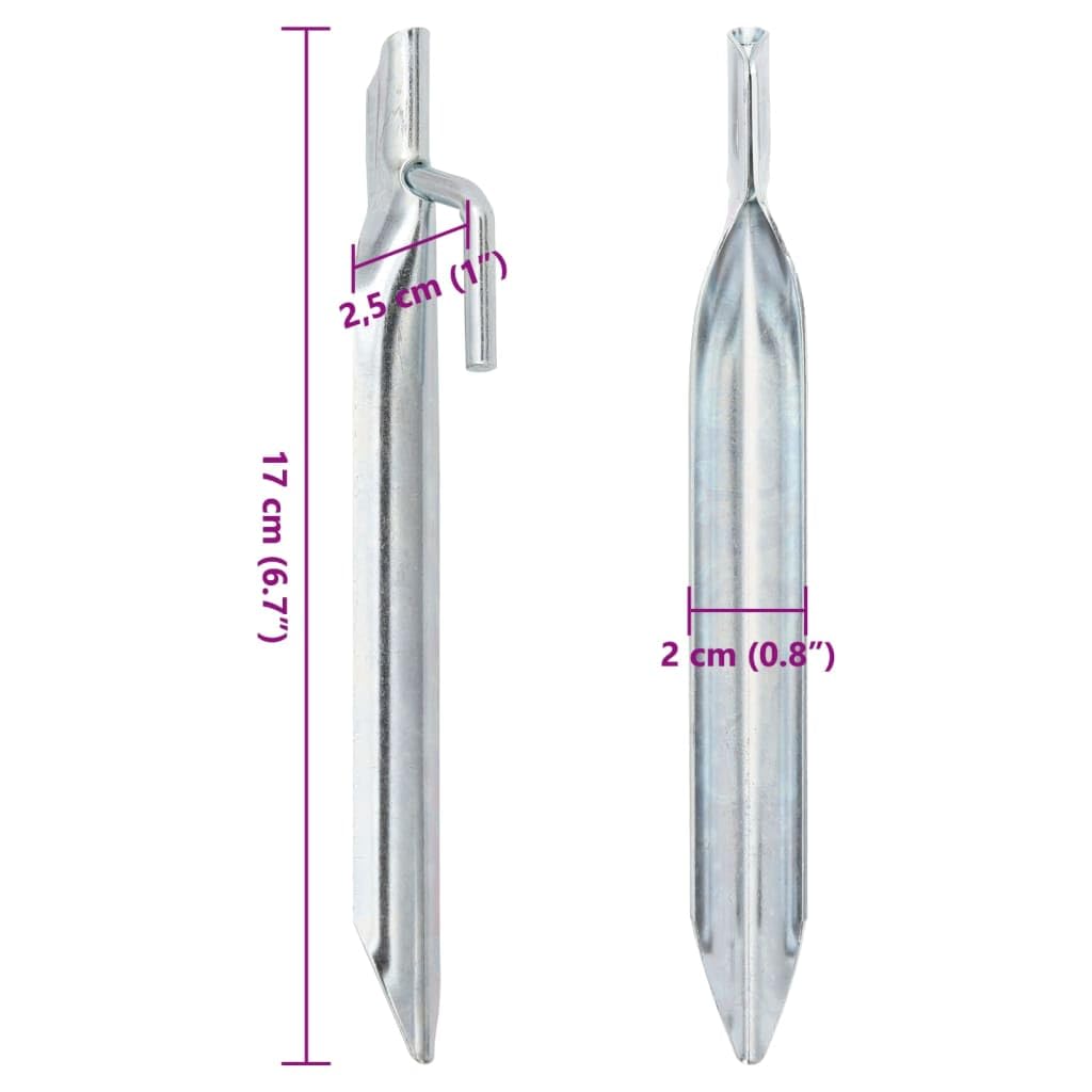 Piquetas para tienda de campaña, 24 unidades, forma de V, 17 cm, diámetro de 20 mm, acero galvanizado para accesorios de tienda de campaña, cuerda tensora, clavo, fijación en camping