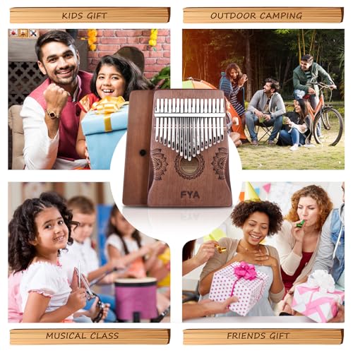 Image of FYA Thumb Piano 17 Key, Portable Mbira Finger Piano with Tune Hammer and Study Instruction, Marimbas /kalimba /xylophone, Musical Instruments Birthday Gift for Kid Adult Beginners Professional