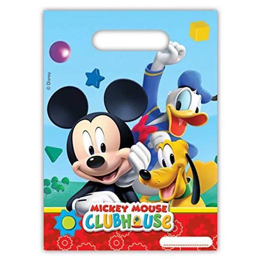 amscan Pack 6 Bolsas Fiesta, Mickey Mouse, Unica, 6 Unidades