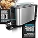 arendo - Frukost 4 slice long slot toaster - double wall housing – with warming rack – 6 browning settings – auto bread centring – reheat defrost cancel function– remaining time display
