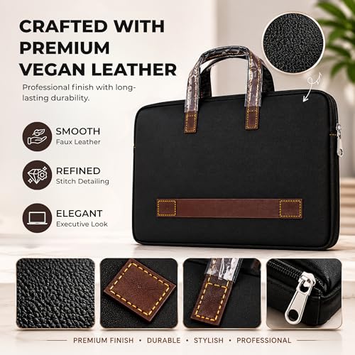 Image of Royal Vegan Leather Laptop Bag for Unisex | Expandable Office Briefcase Fits up to 16-Inch Laptop | Multi-Compartment Organizer | Professional Office, Travel & Daily Use