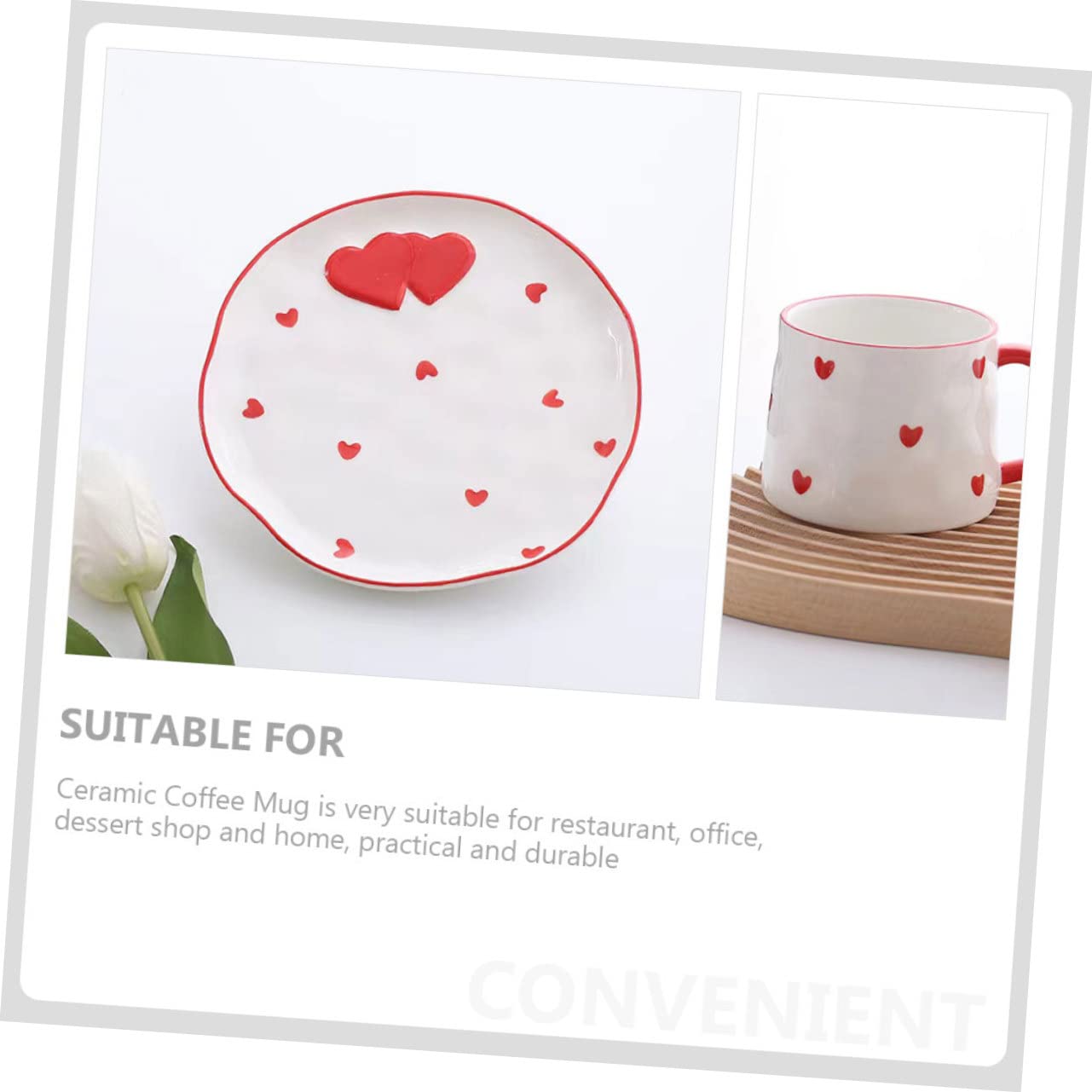1satz Keramiktassen Mit Untertassen Liebevolle Cappuccino Und Kaffeetassen Für Valentinstag Große Kapazität Modernes Design Für Zuhause Und Cafés