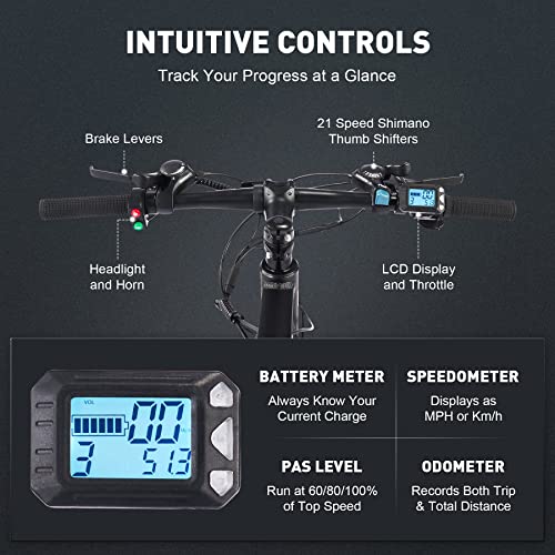 Viribus Electric Bike For Adults, Electric Mountain Bike With 48V Battery, E Bike For Men With Front Suspension For Adults, 350W #TOP4