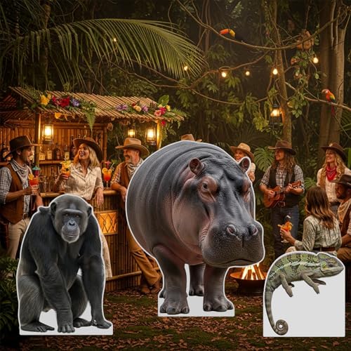 Image of Silverback Gorilla Life Size Cardboard Cutout, 5FT 1 PC | Silverback Gorilla Animal Standup for Events, Party Decor, Birthday Parties, Photography Backdrop, Home Decoration