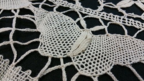 Handmade Crochet Lace Dollies / Oval Runner Ecru / Beige Vintage Butterfly Pattern Set Of Two #TOP6