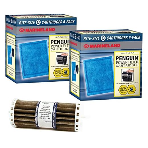 Penguin Marineland BIO-Wheel 200 & 350 Replacement Filter Cartridge 12-Pack & Bio-Wheel Assembly Bundle