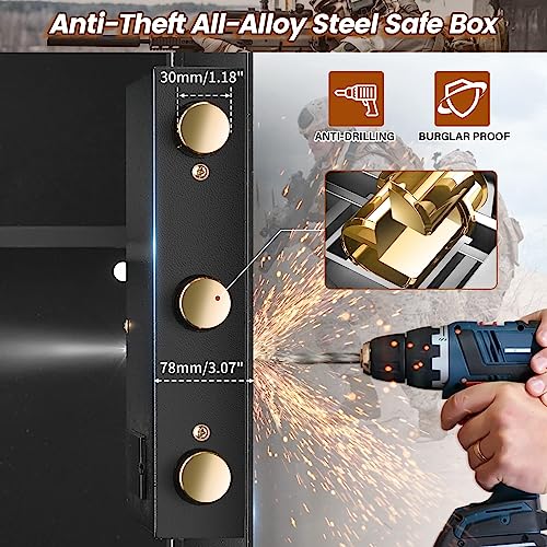 1.5 Cubic Safe Box Fireproof Waterproof, Fireproof Safes For Home With Electronic Keypad & Key, Security Safe Box For Money Firearms Medicine Valuables #TOP5