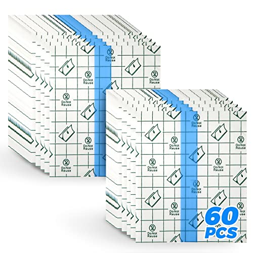 BFONS 60 Sheets Pre-Cut 4 in x 4.8 in Tattoo Aftercare Waterproof Bandages Tattoo Cover Up Tape, Tattoo Supplies Second Skin Transparent Film Wound Healing Protective Clear Sterile and Safe Bandages