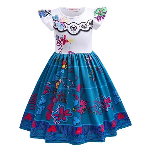 Atorcher Encanto Mirabel - Vestido de princesa Isabela Madrigal con bolsa, azul, 9 años
